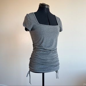 Grey Side Ruched T-Shirt